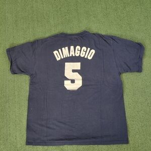 VINTAGE 2008 Majestic New York Yankees Joe DiMaggio #5 MLB Baseball Navy Blue T